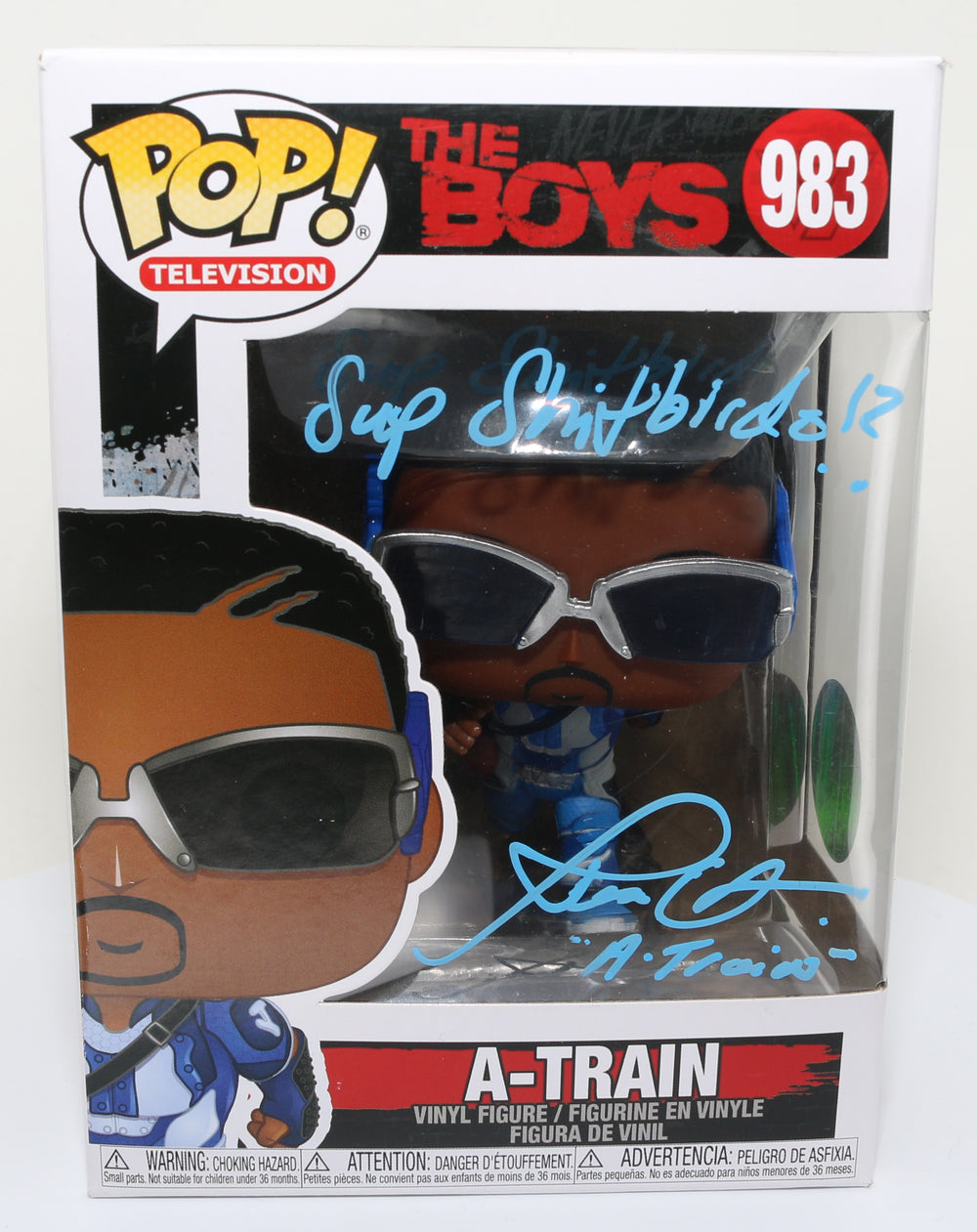 Jesse T. Usher as A-Train in The Boys (Monopoly Authentic) Signed Funko POP! #983 with Character Name and Quote