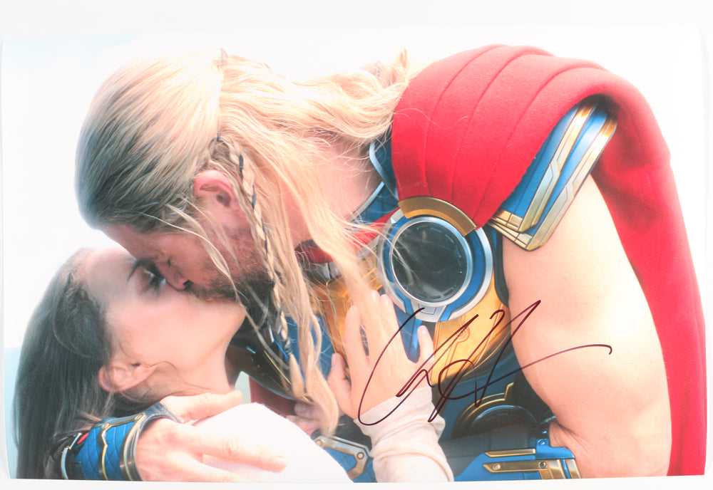 Chris Hemsworth as Thor Kissing Jane Foster in Thor: Love & Thunder Signed 11x17 Photo