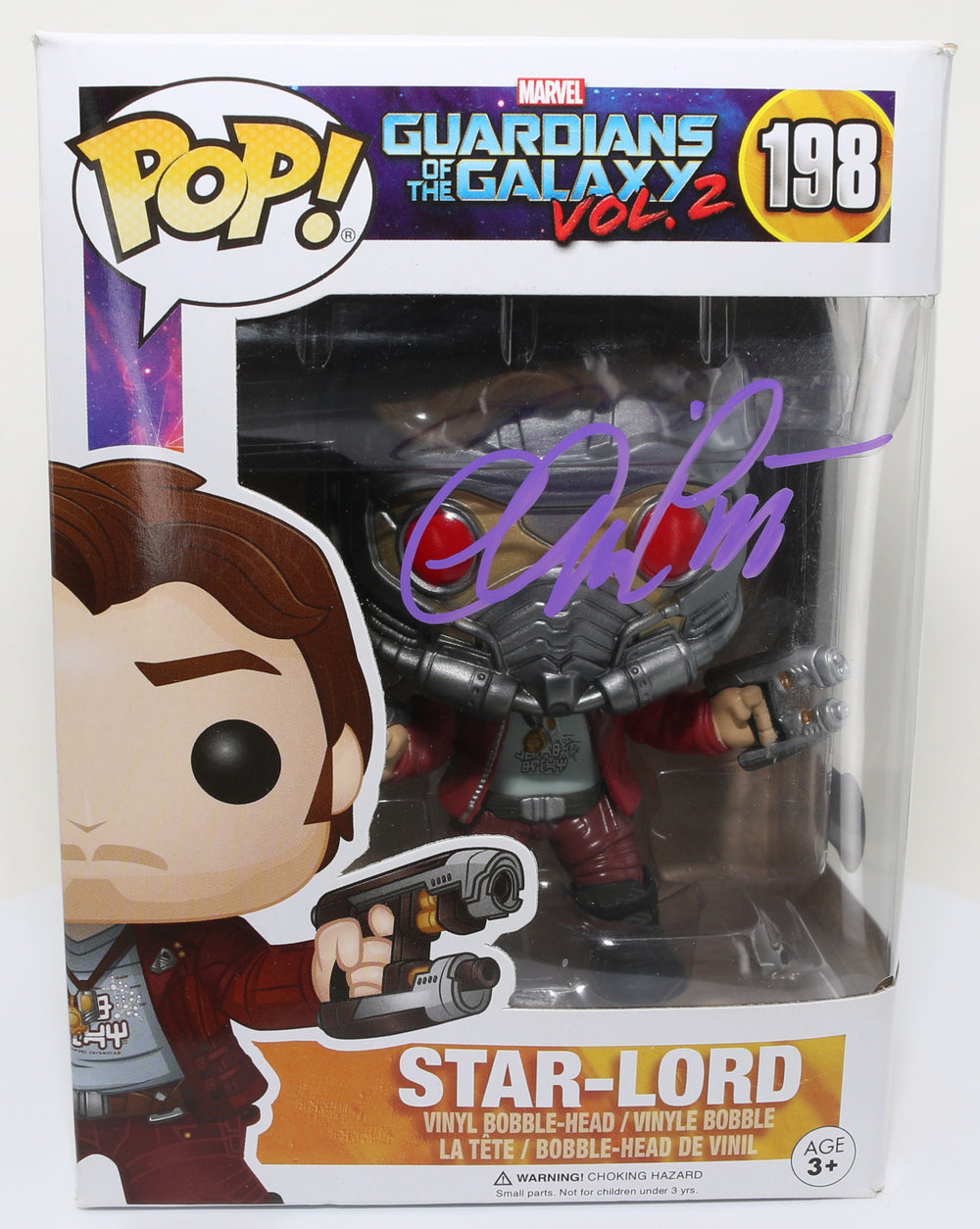 Chris Pratt as Star-Lord in Guardians of the Galaxy Vol. 2 (SWAU) Signed Funko POP! #198