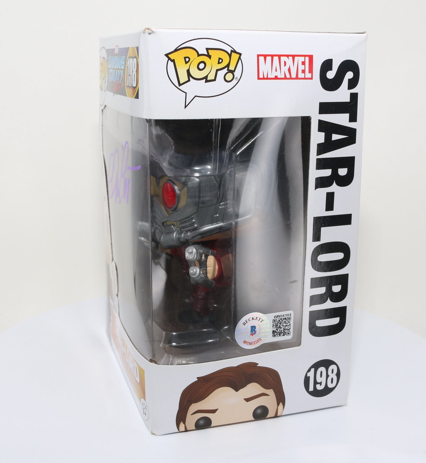 
                  
                    Chris Pratt as Star-Lord in Guardians of the Galaxy Vol. 2 (SWAU) Signed Funko POP! #198
                  
                