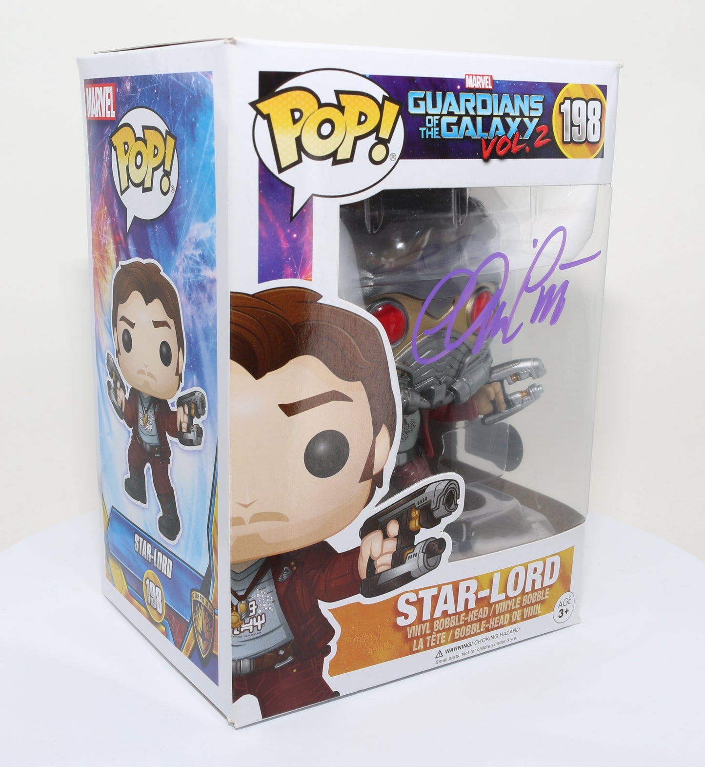 
                  
                    Chris Pratt as Star-Lord in Guardians of the Galaxy Vol. 2 (SWAU) Signed Funko POP! #198
                  
                