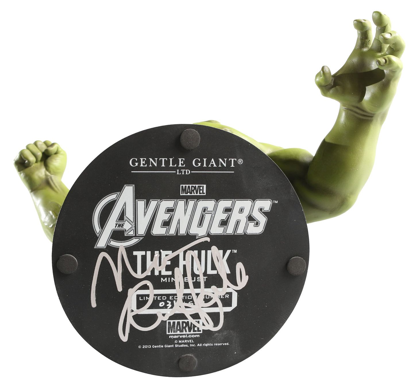 
                  
                    Mark Ruffalo as the Hulk in The Avengers Signed Gentle Giant 7.5" Mini Bust Statue
                  
                
