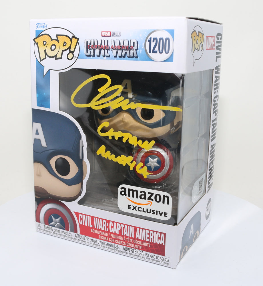 
                  
                    Chris Evans as Captain America in Captain America: Civil War (SWAU) Signed Funko POP! #1200
                  
                