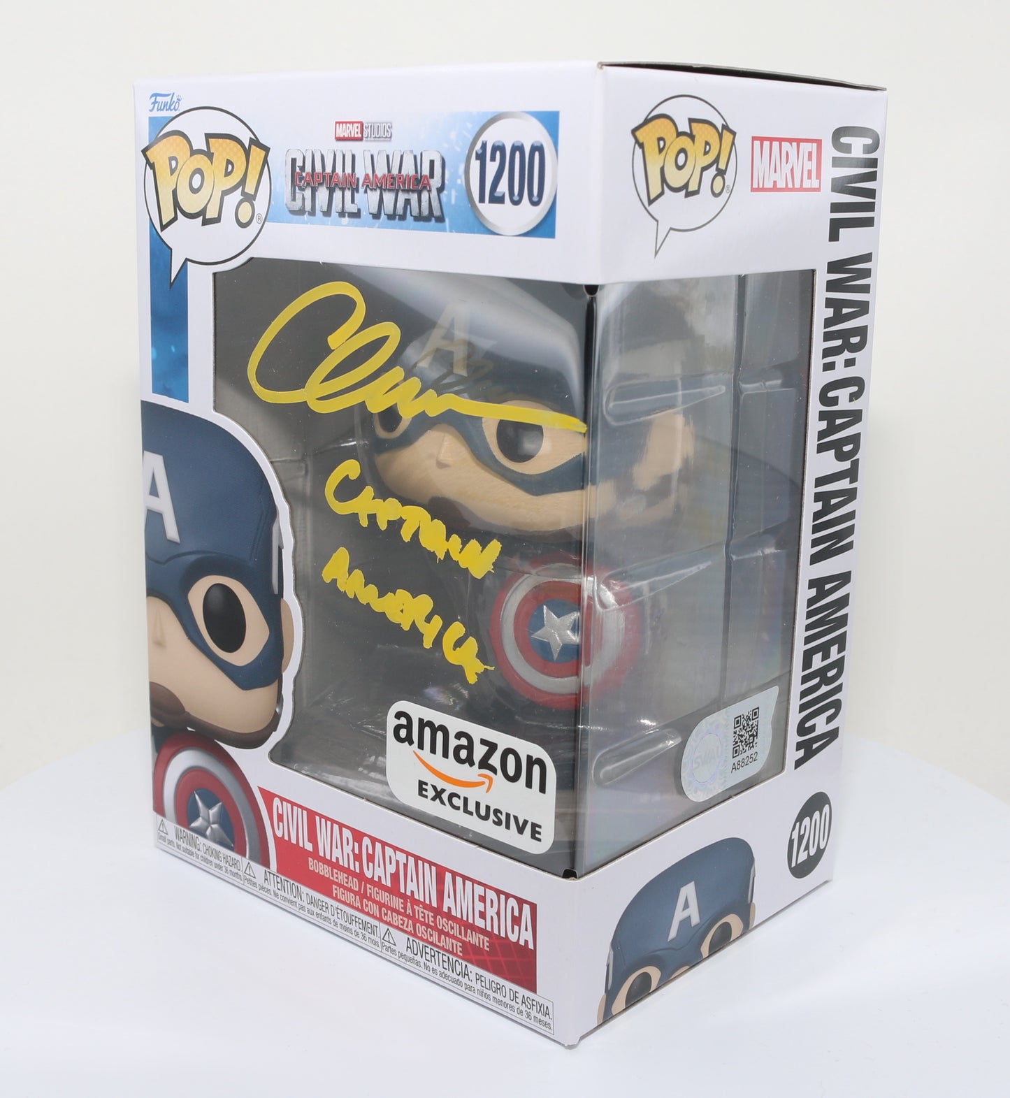 
                  
                    Chris Evans as Captain America in Captain America: Civil War (SWAU) Signed Funko POP! #1200
                  
                