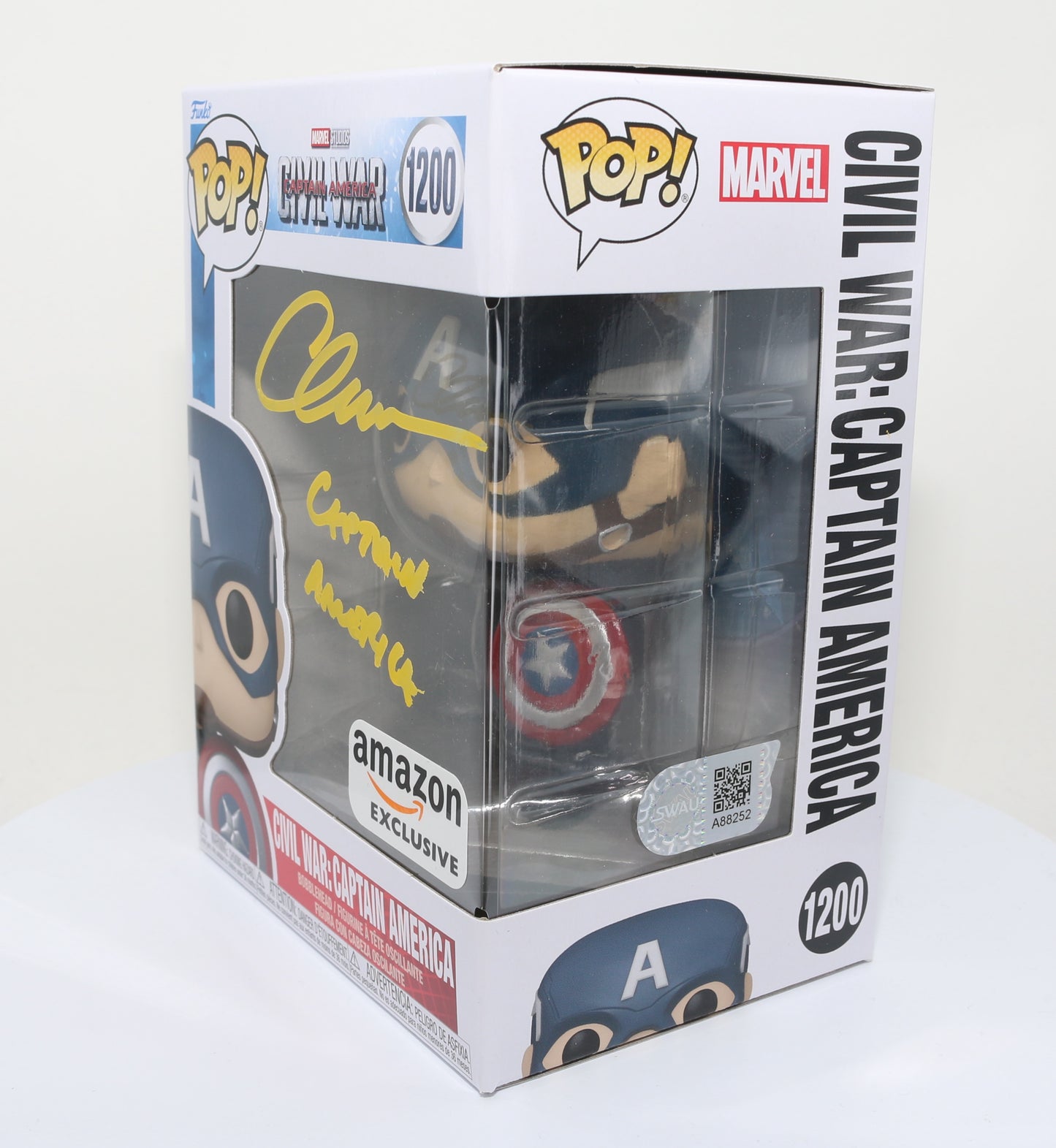 
                  
                    Chris Evans as Captain America in Captain America: Civil War (SWAU) Signed Funko POP! #1200
                  
                