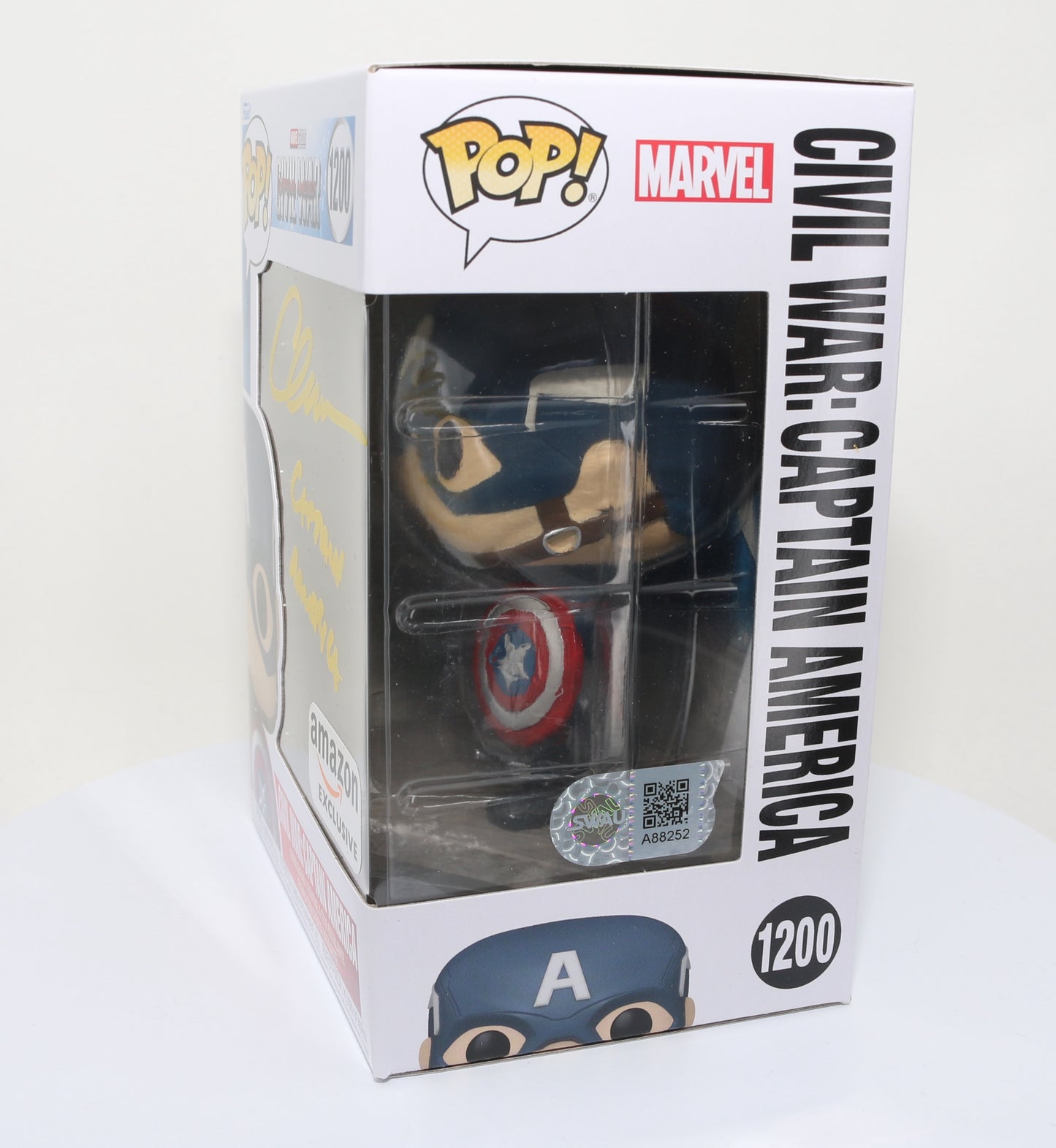 
                  
                    Chris Evans as Captain America in Captain America: Civil War (SWAU) Signed Funko POP! #1200
                  
                