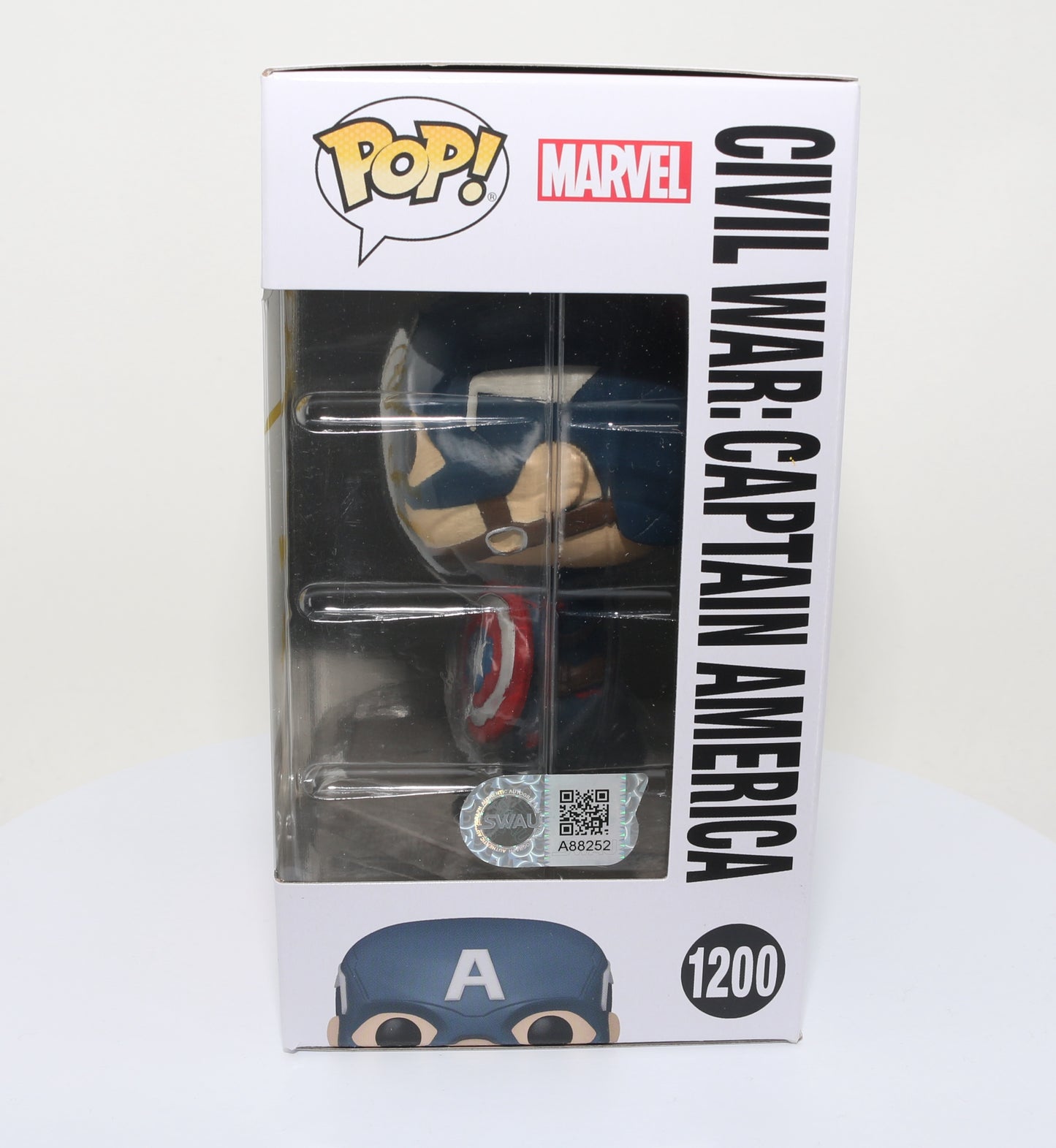 
                  
                    Chris Evans as Captain America in Captain America: Civil War (SWAU) Signed Funko POP! #1200
                  
                