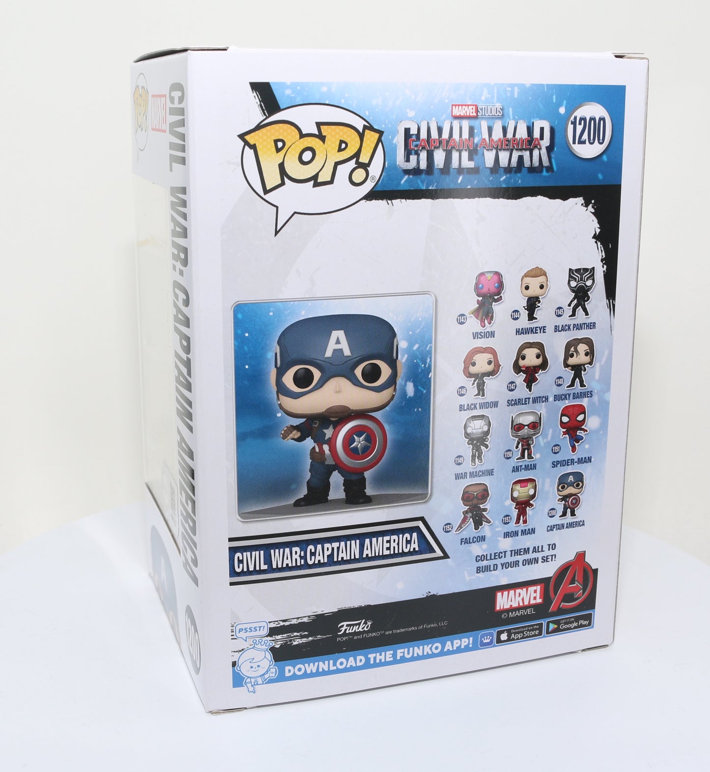 
                  
                    Chris Evans as Captain America in Captain America: Civil War (SWAU) Signed Funko POP! #1200
                  
                