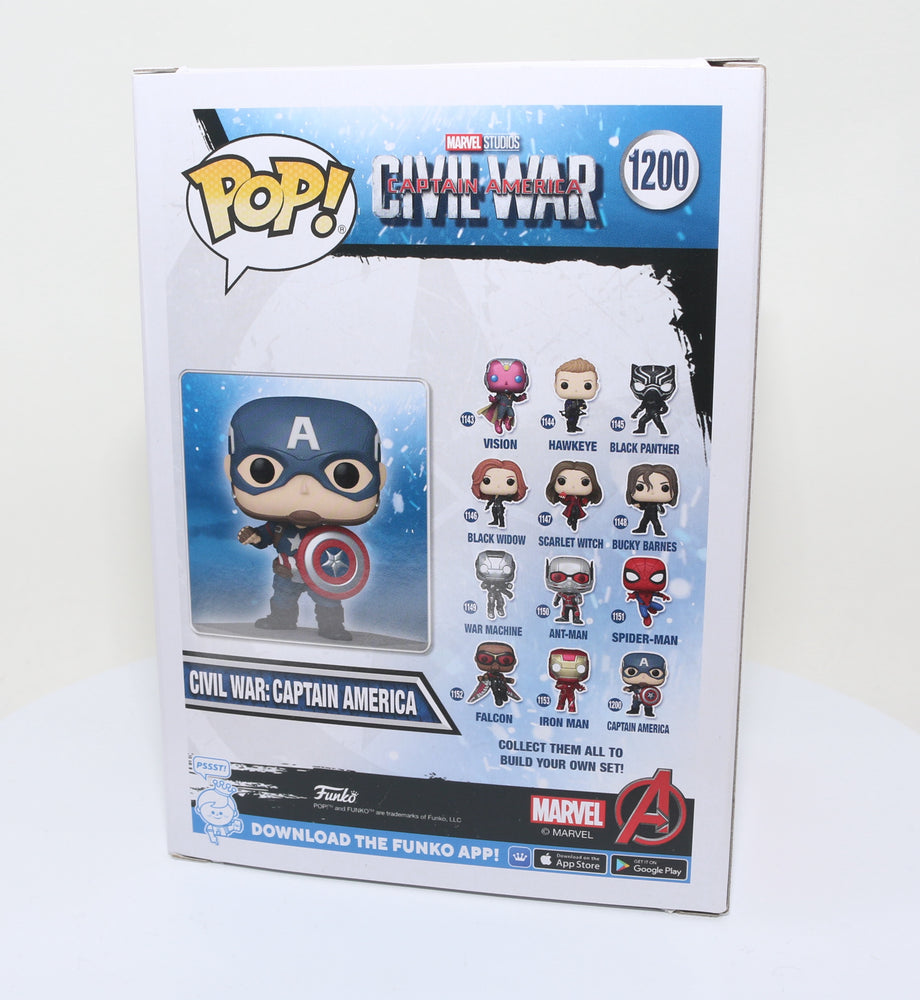 
                  
                    Chris Evans as Captain America in Captain America: Civil War (SWAU) Signed Funko POP! #1200
                  
                