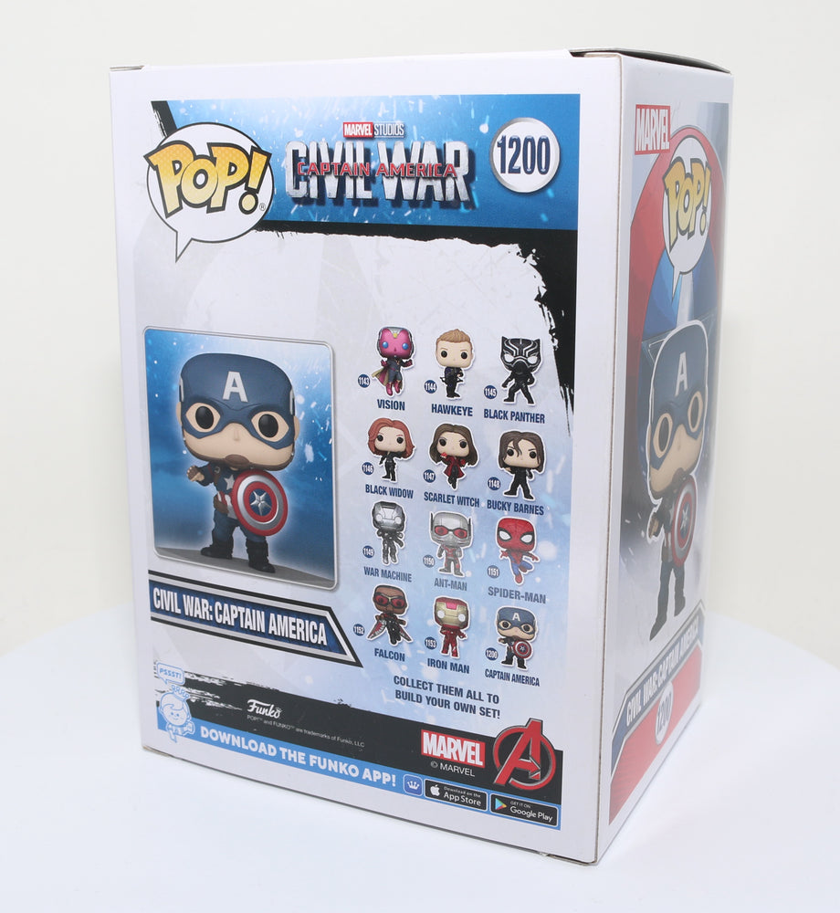 
                  
                    Chris Evans as Captain America in Captain America: Civil War (SWAU) Signed Funko POP! #1200
                  
                