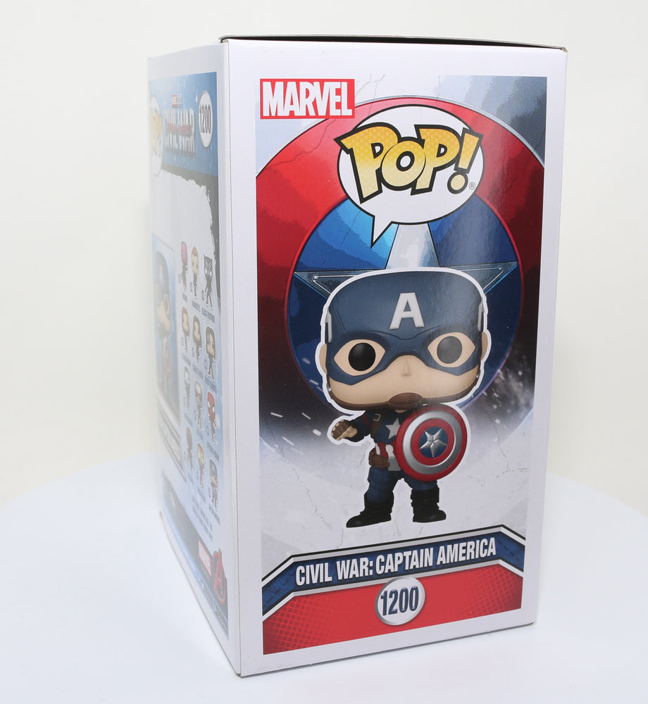 
                  
                    Chris Evans as Captain America in Captain America: Civil War (SWAU) Signed Funko POP! #1200
                  
                
