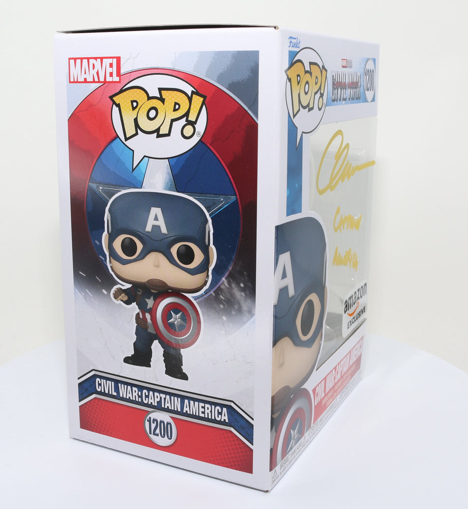 
                  
                    Chris Evans as Captain America in Captain America: Civil War (SWAU) Signed Funko POP! #1200
                  
                