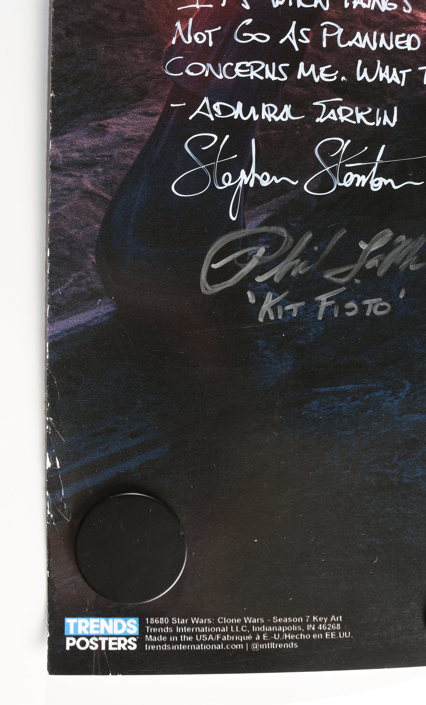 
                  
                    Star Wars: The Clone Wars 22x33.5 Poster Cast Signed by Matt Lanter, Ashley Eckstein, James Arnold Taylor, Dee Baker, Katee Sackhoff, Sam Witwer, & More
                  
                