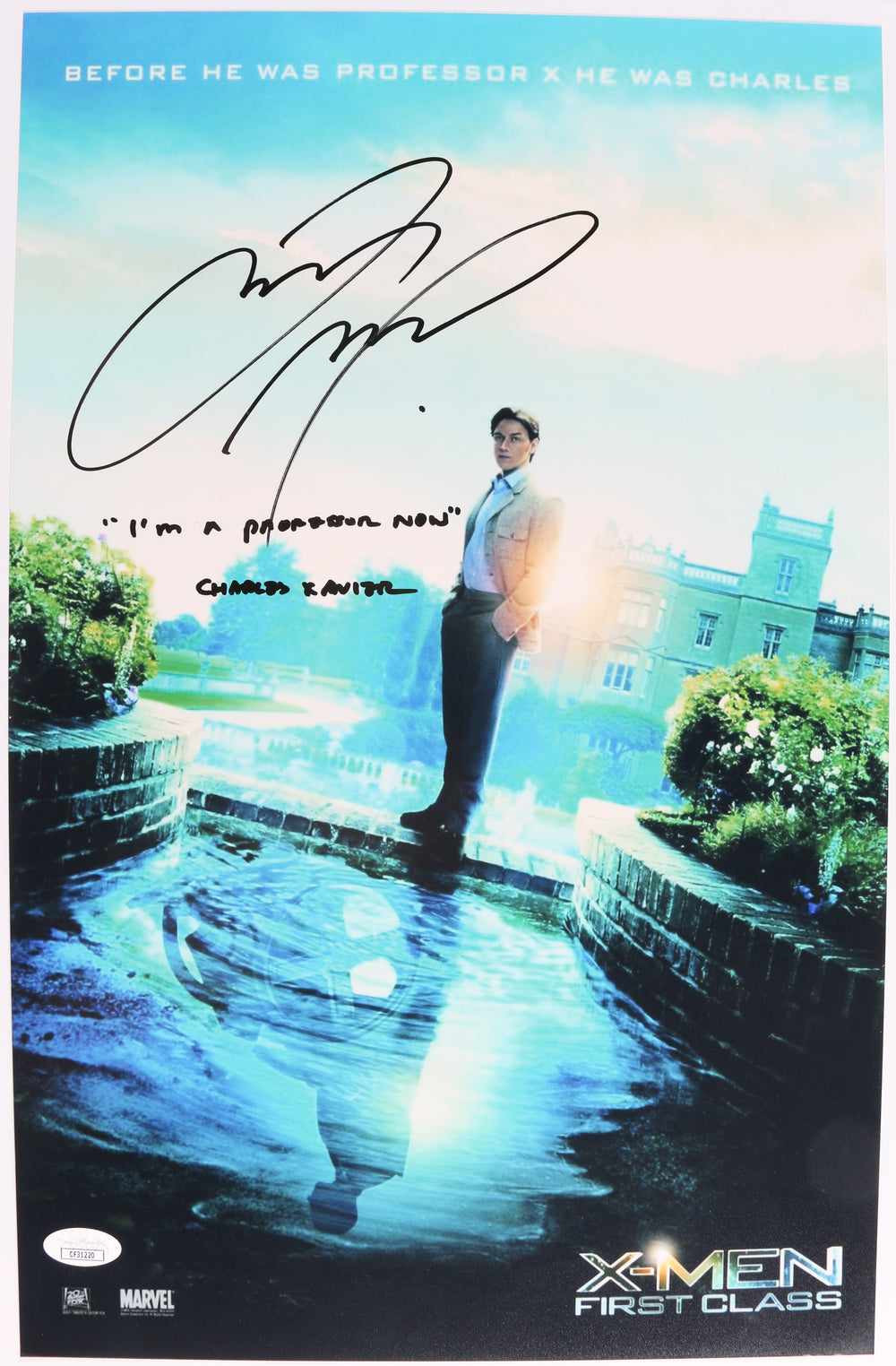 James McAvoy as Charles Xavier in X-Men: First Class (JSA) Signed 11x17 Mini Poster with Character Name & Quote