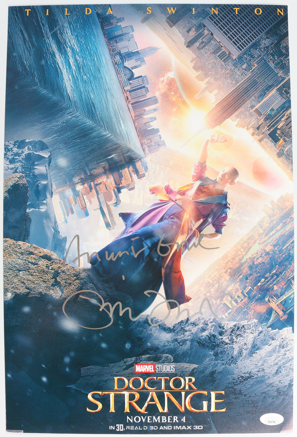 Tilda Swinton as The Ancient One in Doctor Strange (JSA) Signed 12x18 Mini Poster with Character Name