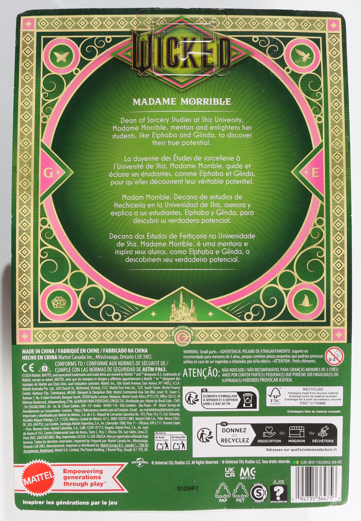 
                  
                    Michelle Yeoh as Madame Morrible in Wicked Signed Mattel Action Figure Doll
                  
                