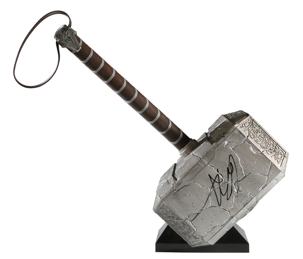 Marvel Legends Mighty Thor Mjolnir Prop Replica Hasbro Legends Series Electronic Cracked Hammer from Thor: Love & Thunder Signed by Chris Hemsworth
