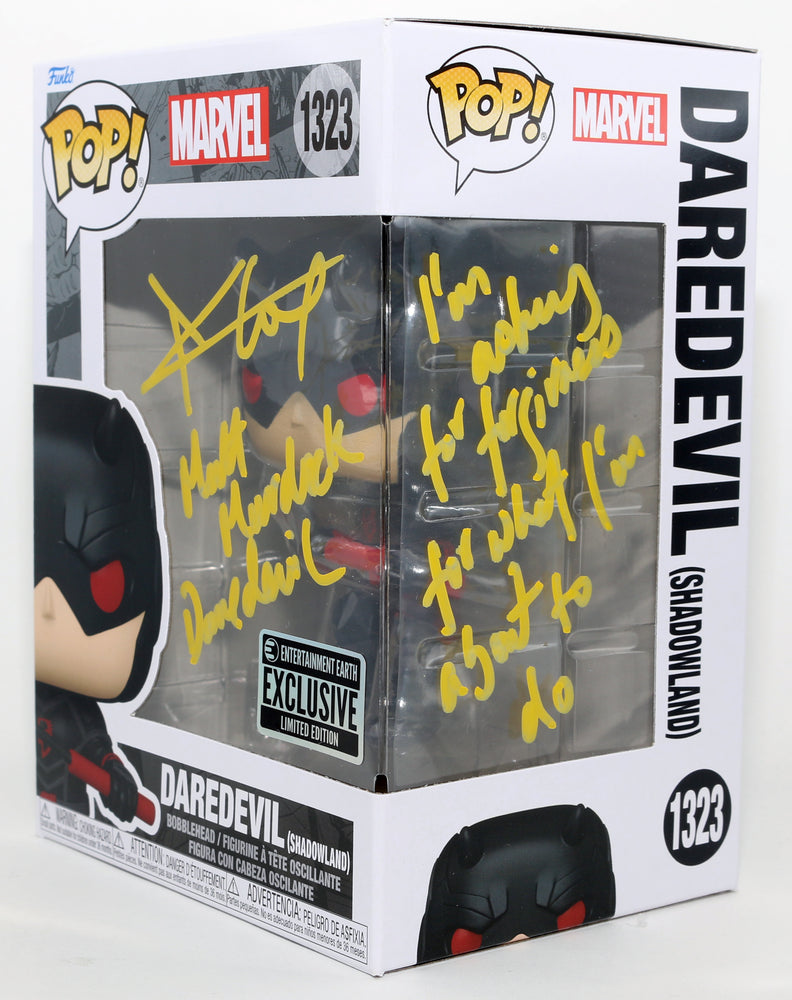 
                  
                    Charlie Cox as Daredevil in Daredevil Entertainment Earth Exclusive Signed Funko POP! #1323 with Character Name & Quote
                  
                