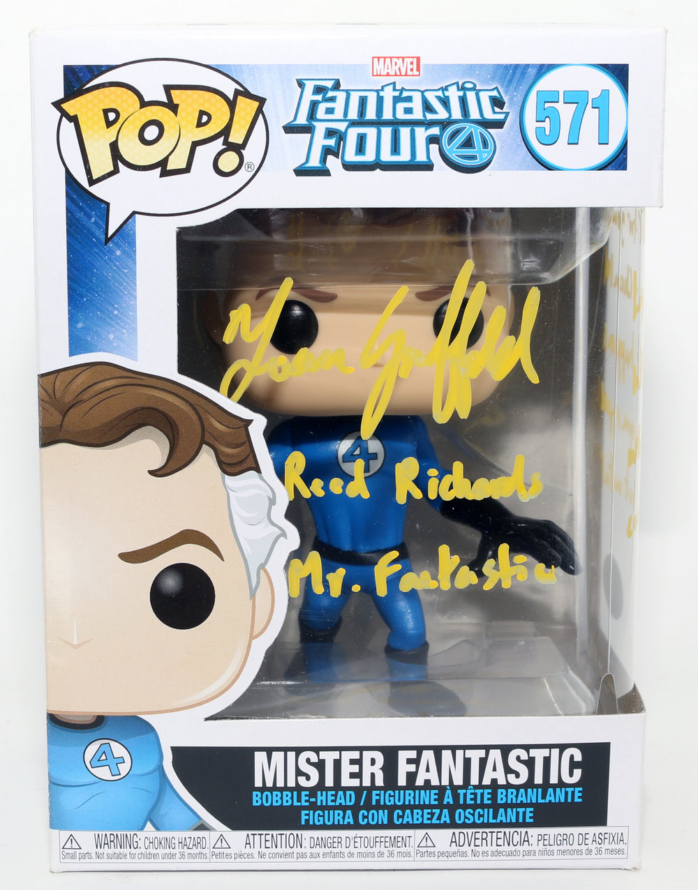 Ioan Gruffudd as Reed Richards / Mr. Fantastic in Fantastic Four (JSA) Signed Funko POP! #571 with Character Name & Quote