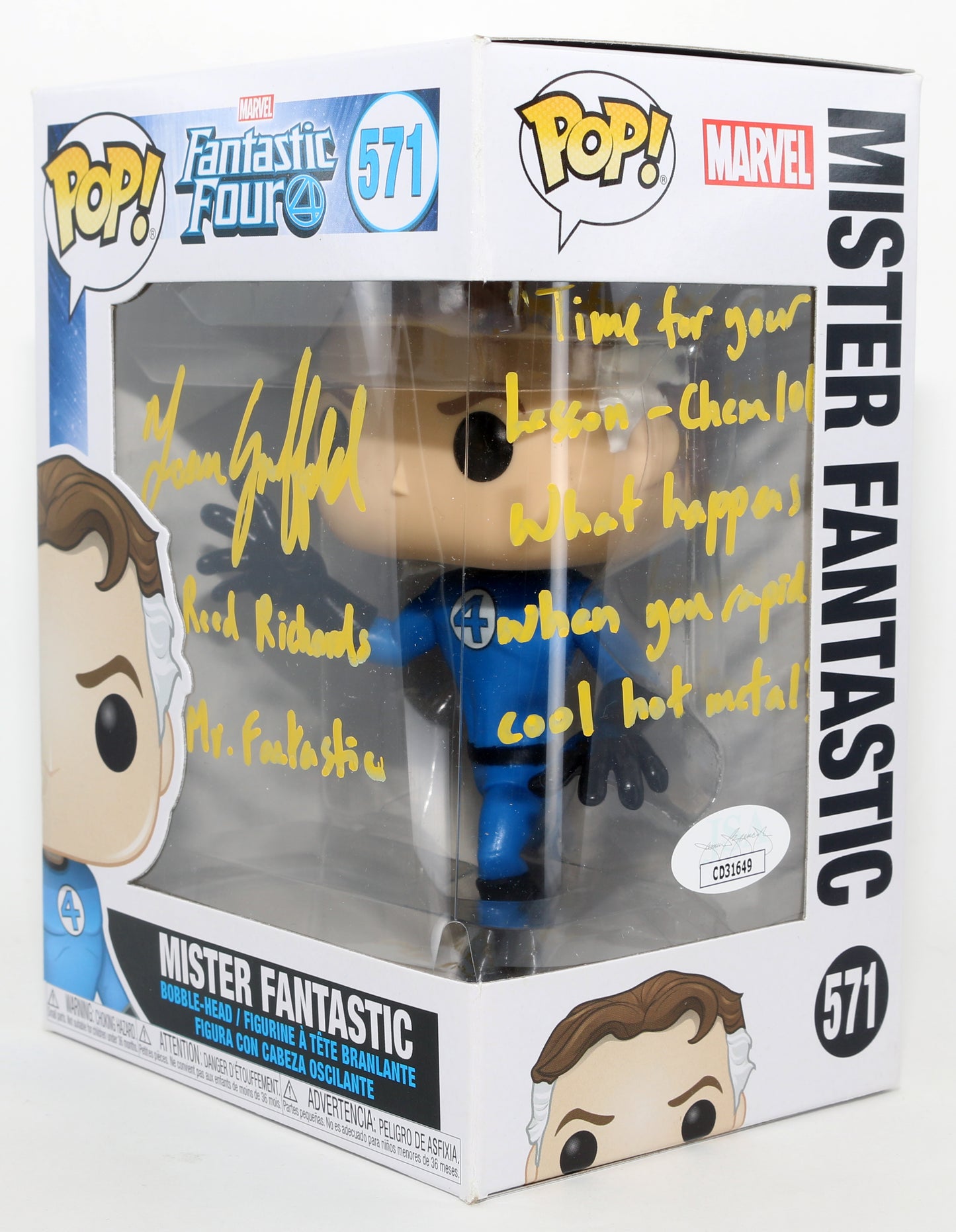 
                  
                    Ioan Gruffudd as Reed Richards / Mr. Fantastic in Fantastic Four (JSA) Signed Funko POP! #571 with Character Name & Quote
                  
                