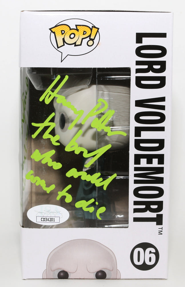 
                  
                    Ralph Fiennes as Lord Voldemort in Harry Potter (JSA) Signed Funko POP! #06 with Character Name & Quote
                  
                