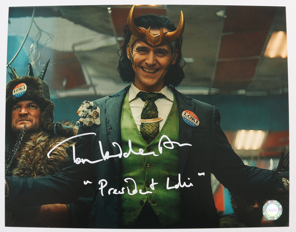 Tom Hiddleston as President Loki in Loki (SWAU) Signed 11x14 Photo with Character Name