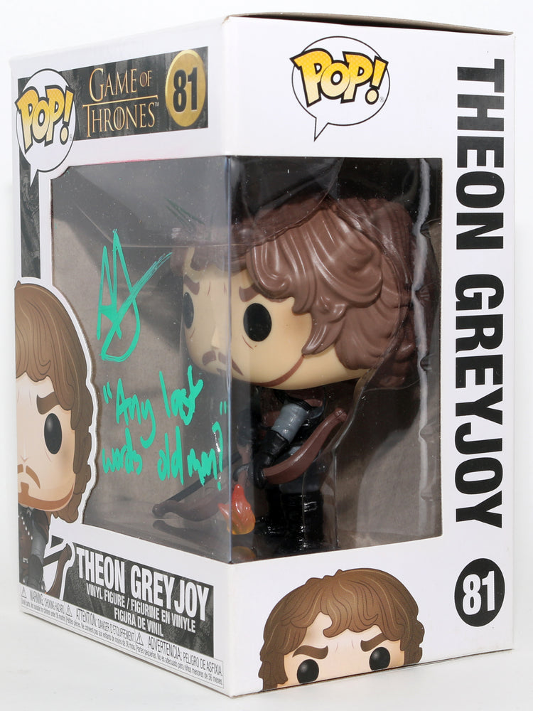 
                  
                    Alfie Allen as Theon Greyjoy in Game of Thrones Signed Funko POP! #81 with Quote
                  
                