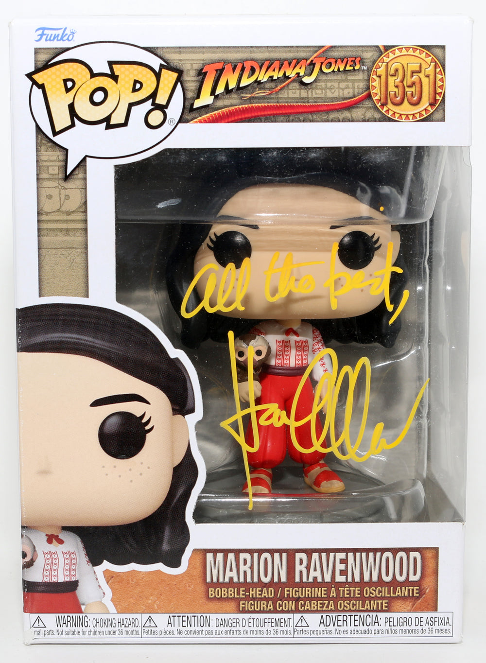 Karen Allen as Marion Ravenwood in Raiders of the Lost Ark Signed Funko POP! #1351