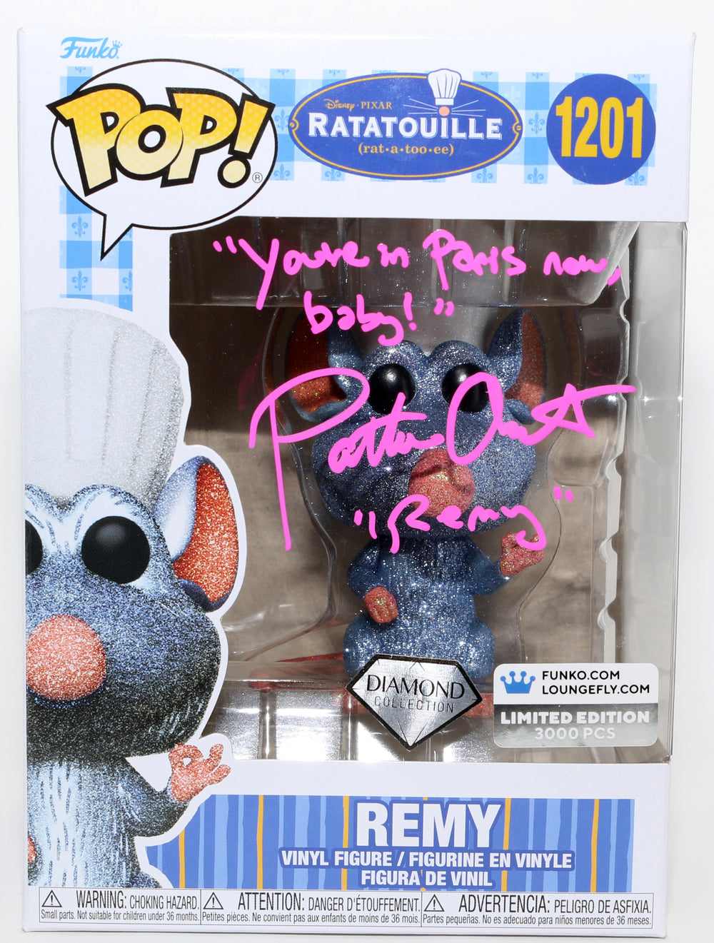 Patton Oswald as Remy in Ratatouille Diamond Collection Limited Edition Signed Funko POP! #1201 with Character Name & Quote