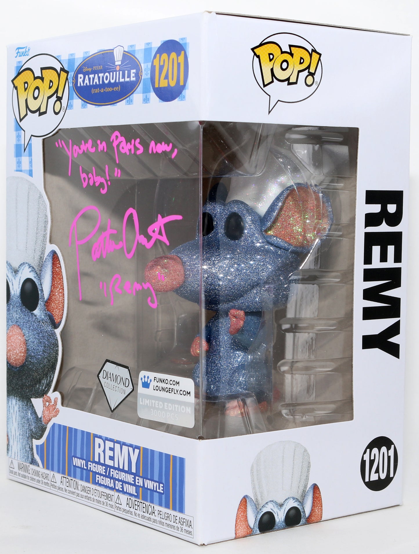
                  
                    Patton Oswald as Remy in Ratatouille Diamond Collection Limited Edition Signed Funko POP! #1201 with Character Name & Quote
                  
                