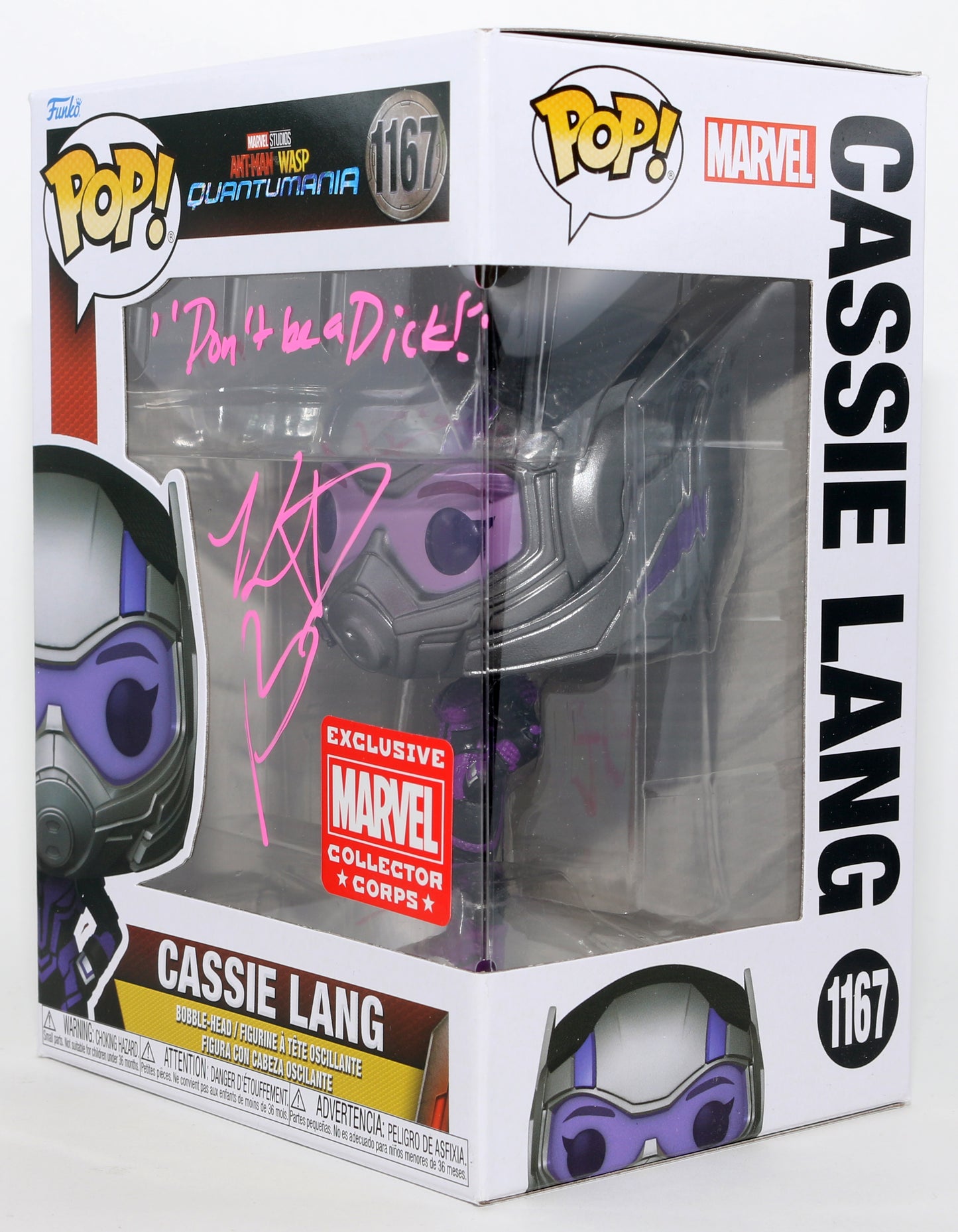 
                  
                    Kathryn Newton as Cassie Lang in Ant-Man & The Wasp: Quantumania Marvel Collector Corps Exclusive Signed Funko POP! #1167 with Character Name & Quote
                  
                