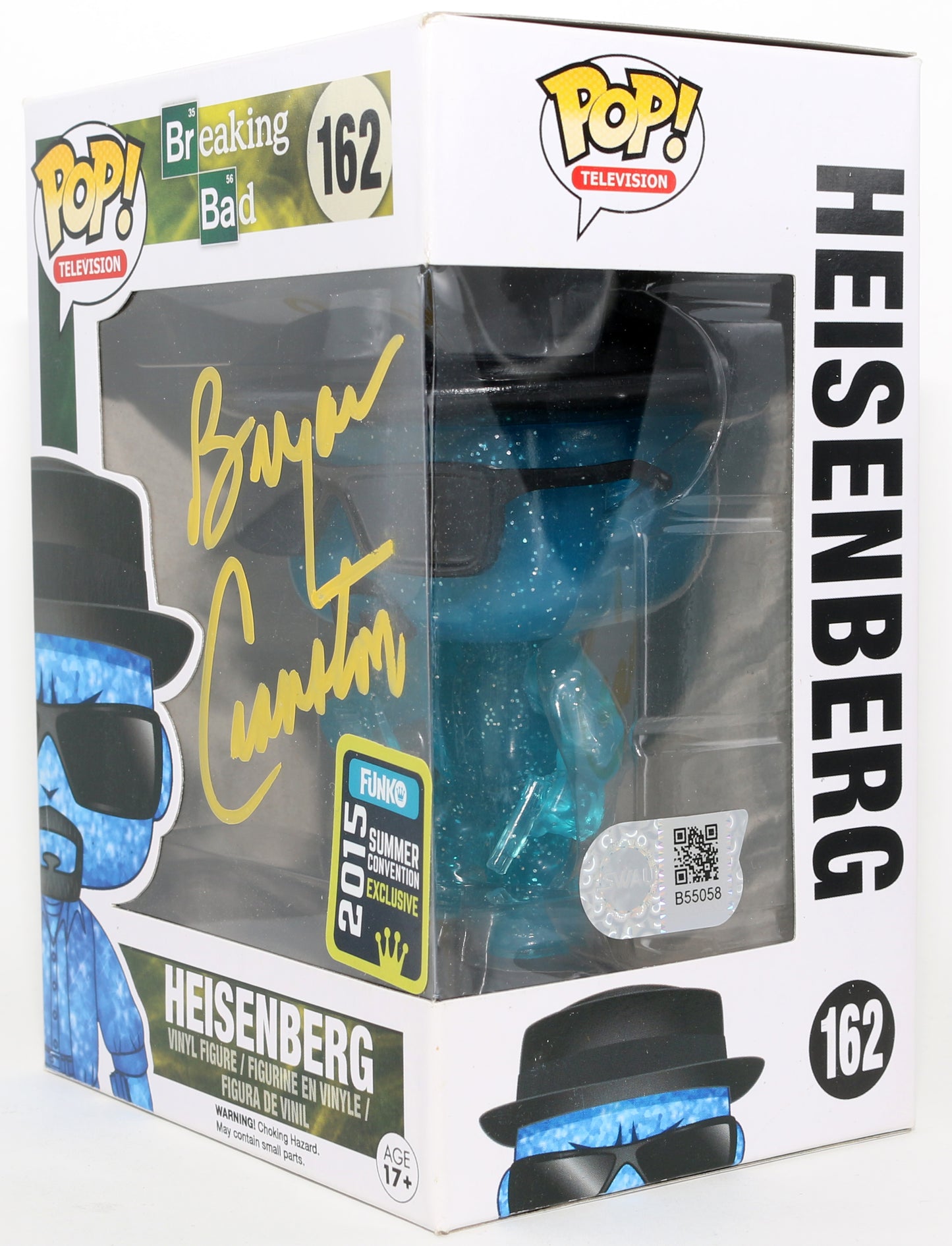 
                  
                    Bryan Cranston as Walter White / Heisenberg in Breaking Bad 2015 Summer Convention Exclusive (SWAU) Signed Funko POP! #162
                  
                