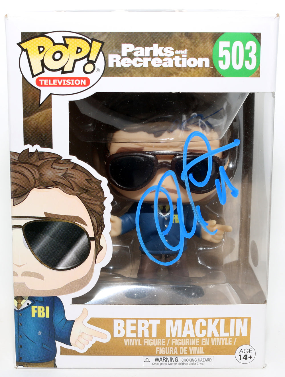 Chris Pratt as Andy Dwyer / Bert Macklin in Parks & Recreation (JSA) Signed Funko POP! #503