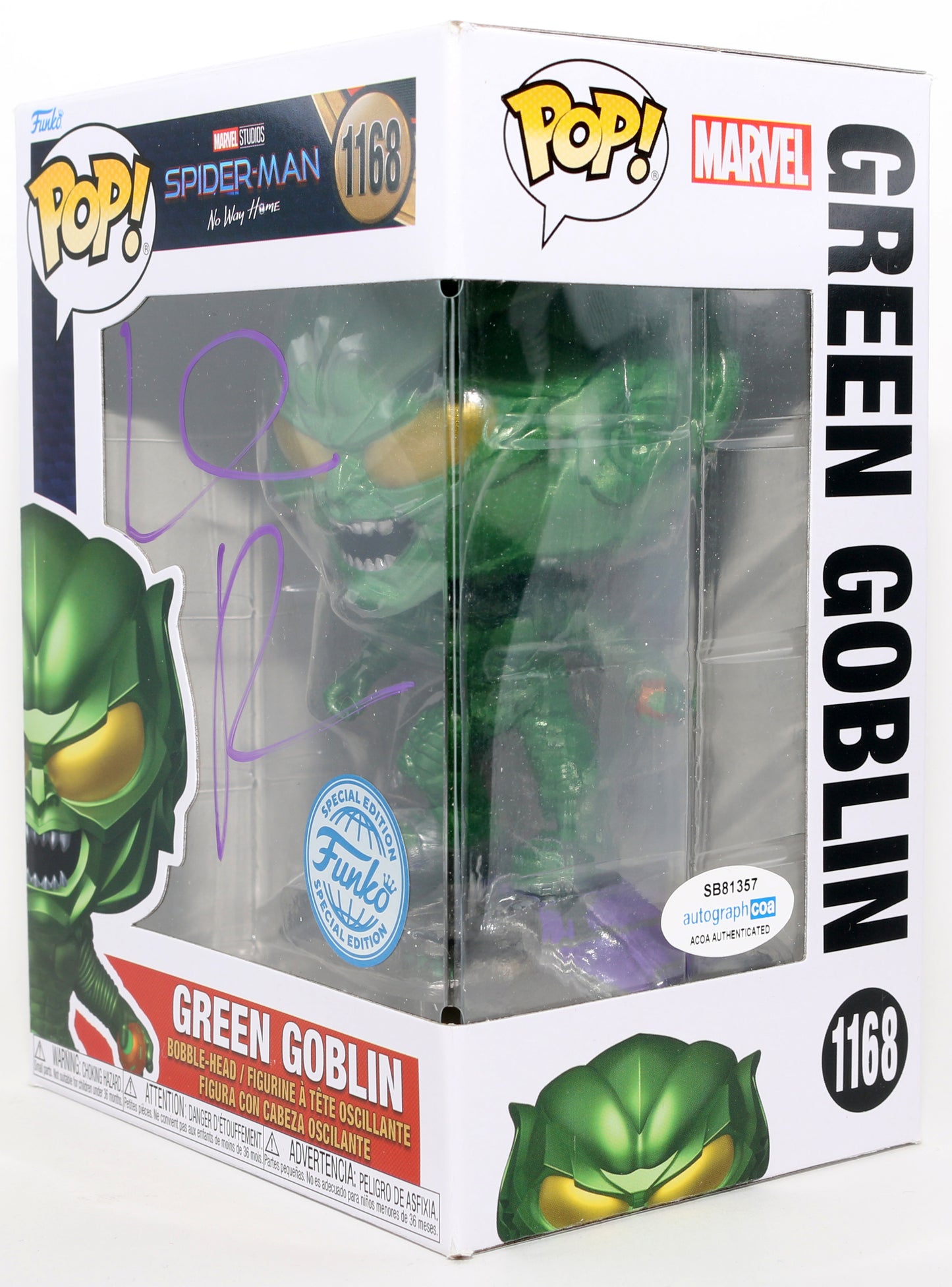 
                  
                    Willem Dafoe as The Green Goblin in Spider-Man: No Way Home Special Edition Signed Funko POP! #1168
                  
                