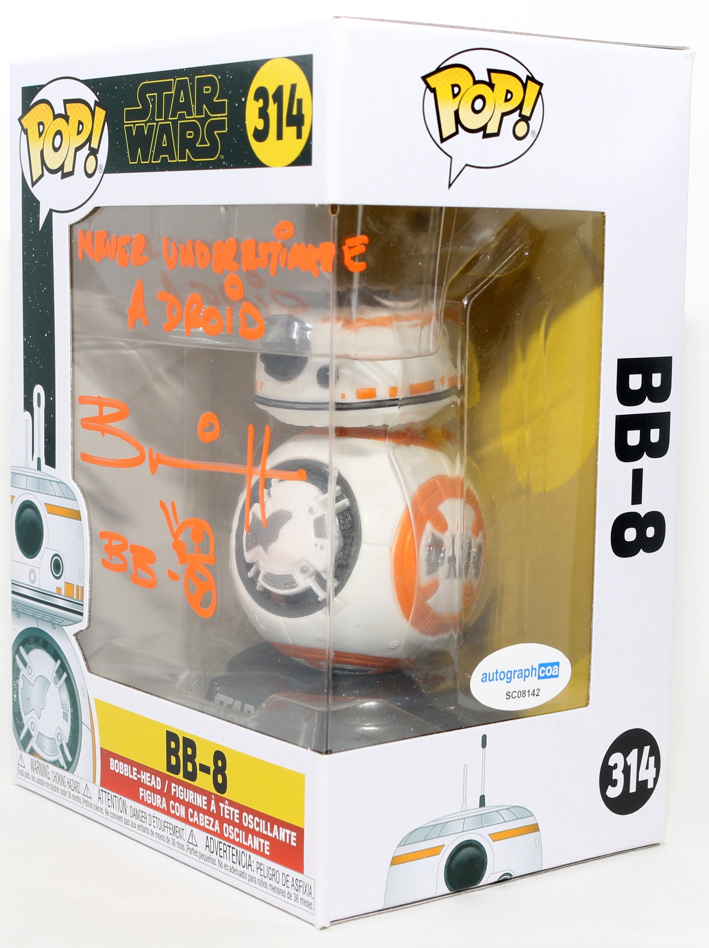 
                  
                    Brian Herring as BB-8 in Star Wars: Rise of Skywalker Signed Funko POP! #314 with Character Name, Sketch, & Quote
                  
                