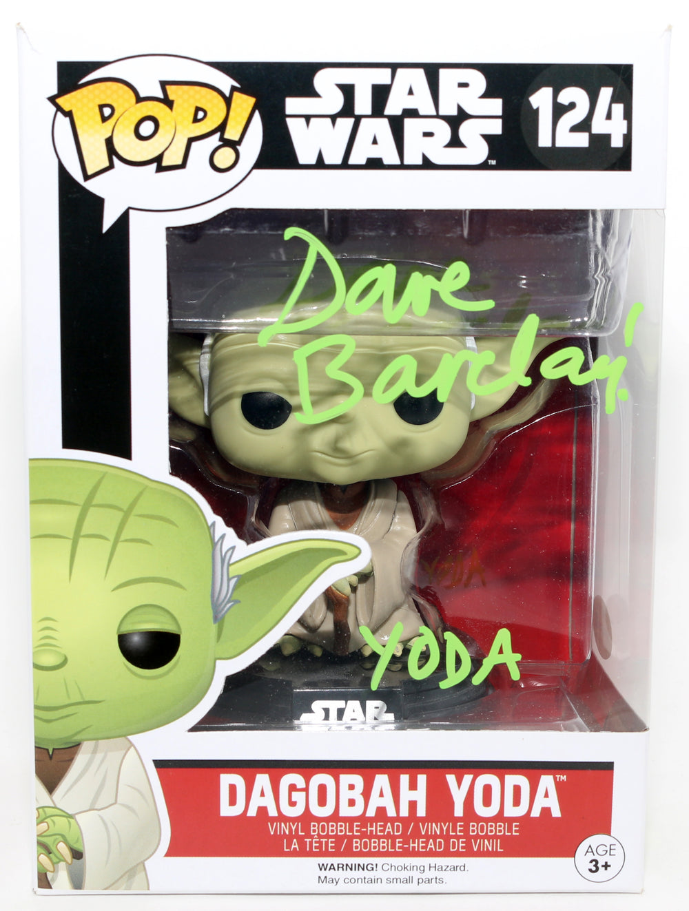 David Barclay as Dagobah Yoda in Star Wars: The Empire Strikes Back Signed Funko POP! #124 with Character Name