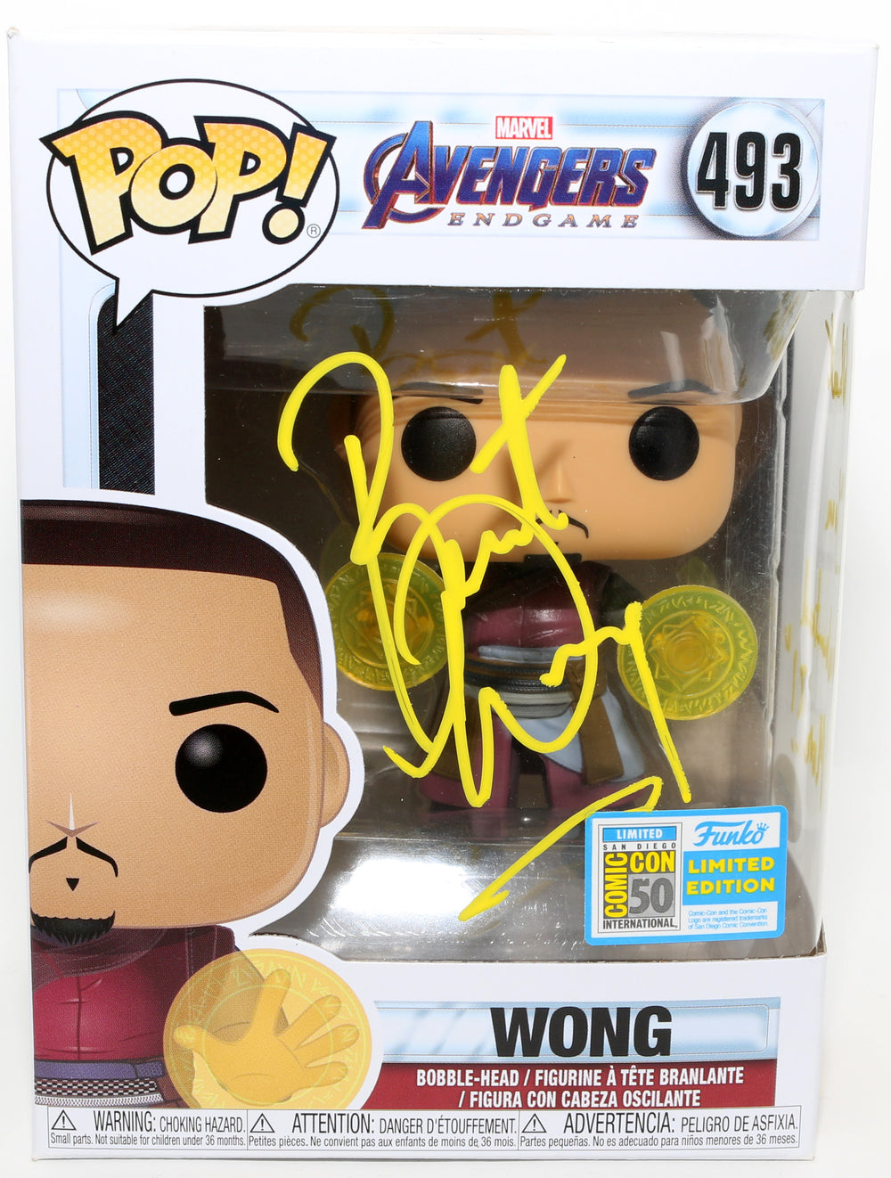 Benedict Wong as Wong in Avengers: Endgame San Diego Comic Con Limited Edition Signed Funko POP! #493 with Quote