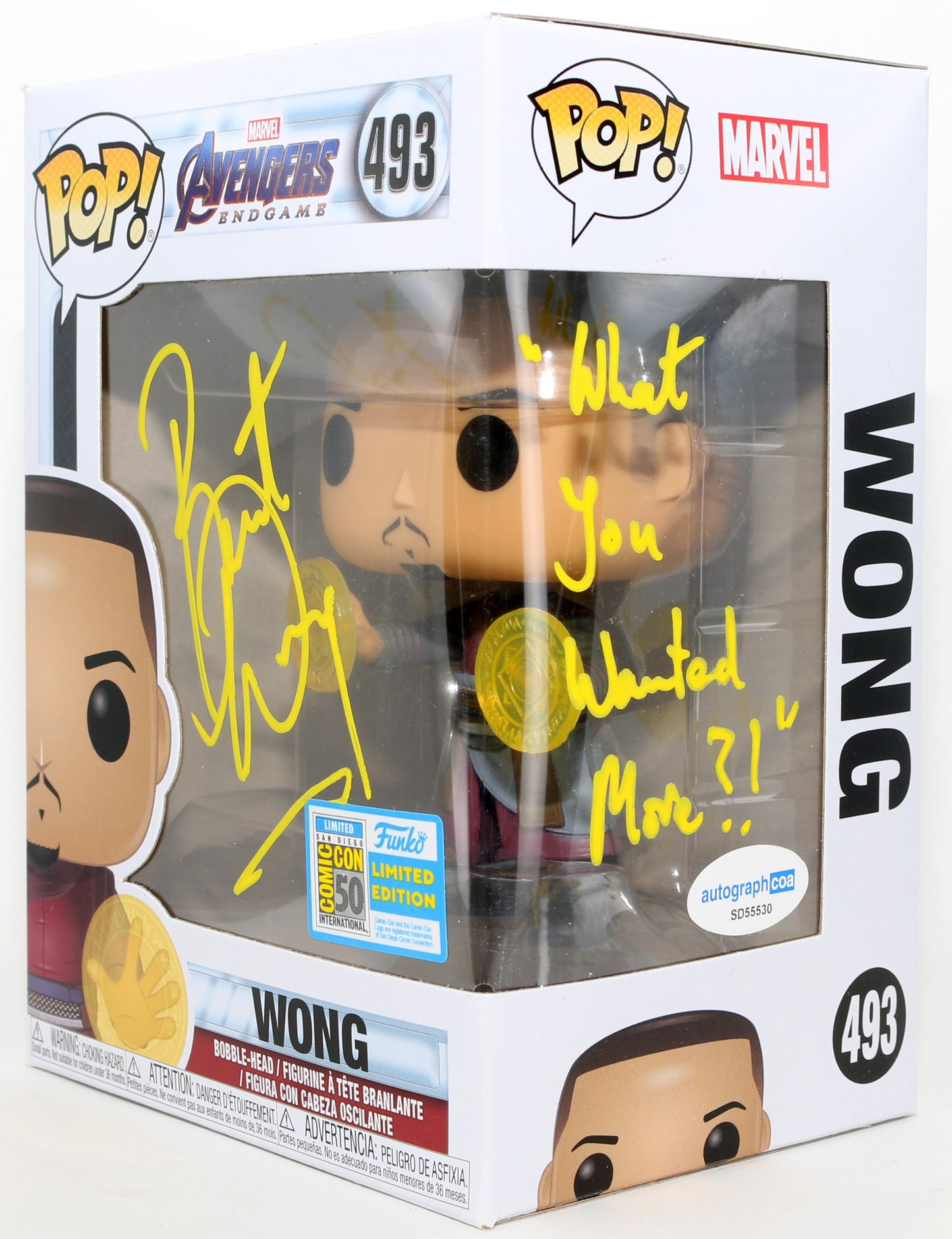 
                  
                    Benedict Wong as Wong in Avengers: Endgame San Diego Comic Con Limited Edition Signed Funko POP! #493 with Quote
                  
                
