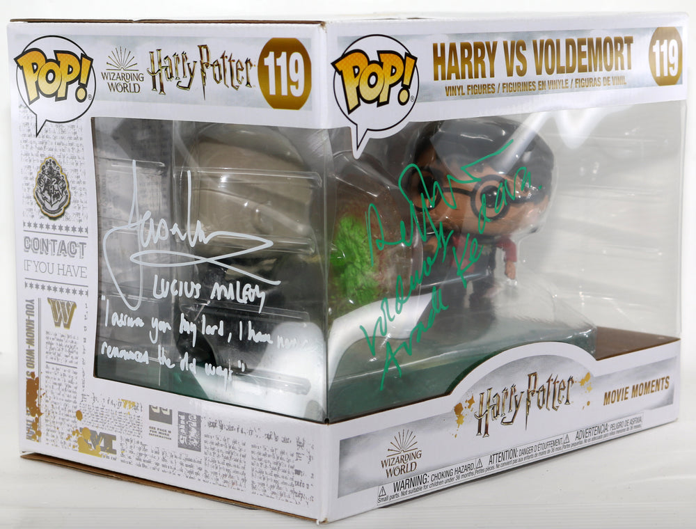 
                  
                    Ralph Fiennes as Lord Voldemort & Jason Isaacs as Lucius Malfoy in Harry Potter & the Goblet of Fire Signed Movie Moments Oversized Funko POP! #119 with Character Names & Quotes
                  
                