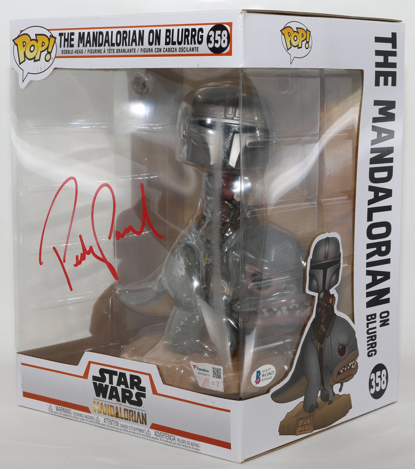 
                  
                    Pedro Pascal as the Mandalorian in Star Wars: The Mandalorian (Beckett / Fanatics) Signed Deluxe Oversized Funko POP! #358
                  
                