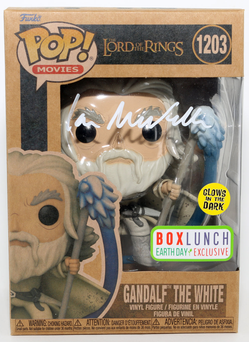 Ian McKellen as Gandalf the White in The Lord of the Rings: The Return of the King GITD Box Lunch Exclusive Signed Funko POP! #1203
