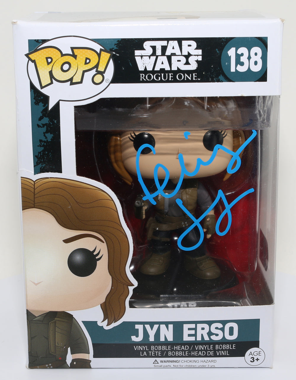 Felicity Jones as Jyn Erso in Rogue One: A Star Wars Story (SWAU) Signed Funko POP! #138