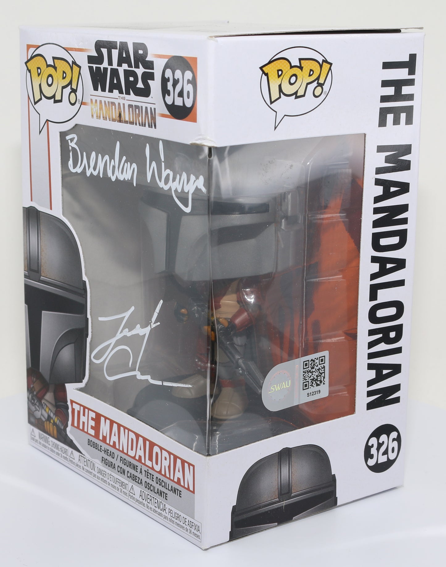 
                  
                    Brendan Wayne as The Mandalorian in Star Wars: The Mandalorian (SWAU) Signed Funko POP! #326
                  
                