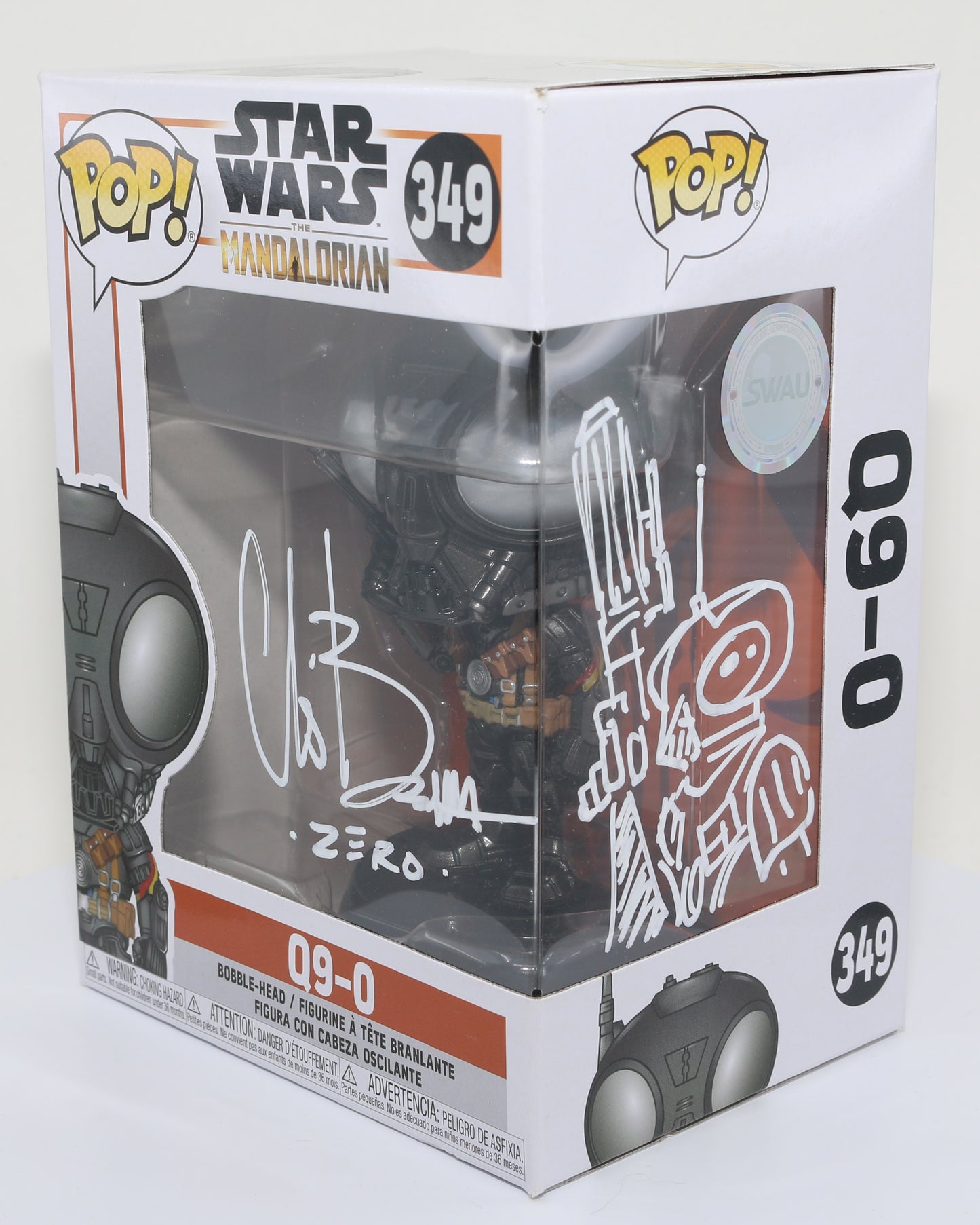 
                  
                    Christopher Bartlett as Q9-0 in Star Wars: The Mandalorian Signed Funko POP! #349 with Character Name and Remark
                  
                