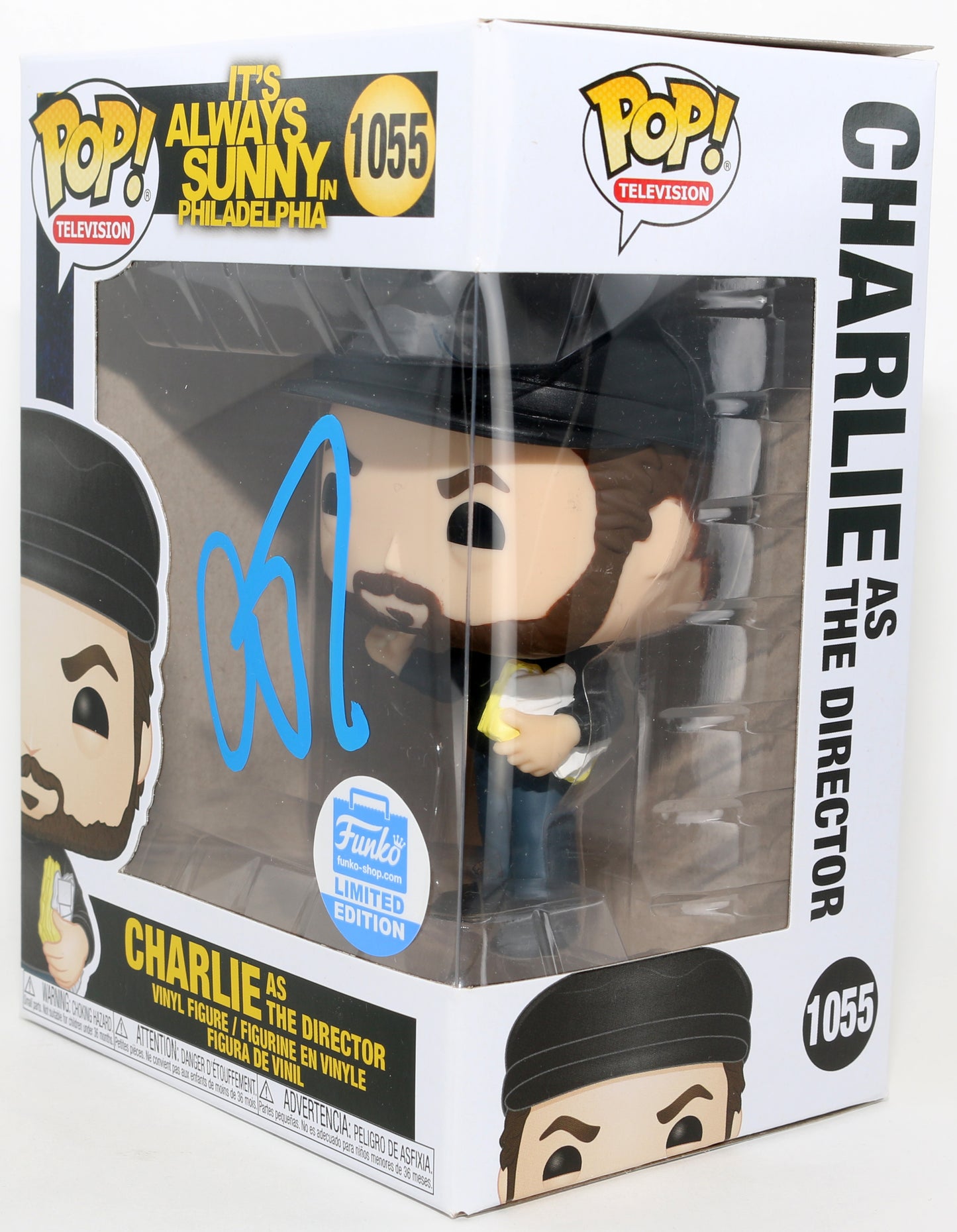 
                  
                    Charlie Day as Charlie Kelly The Director in It's Always Sunny in Philadelphia Funko Shop Limited Edition Exclusive Signed Funko POP! #1055
                  
                
