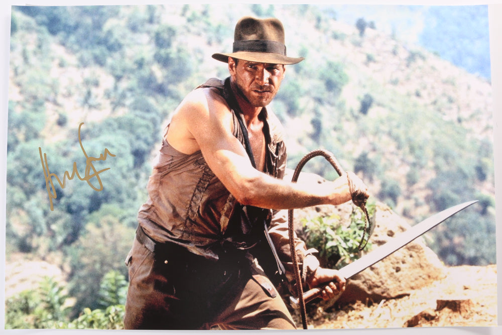 Harrison Ford as Indiana Jones in Indiana Jones and the Temple of Doom (BAS Witnessed) Signed 20x30 Poster