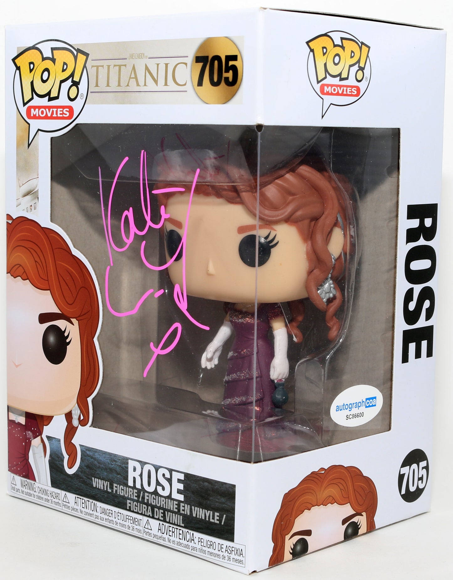 
                  
                    Kate Winslet as Rose DeWitt Bukater in James Cameron's Titanic Signed Funko POP! #705
                  
                