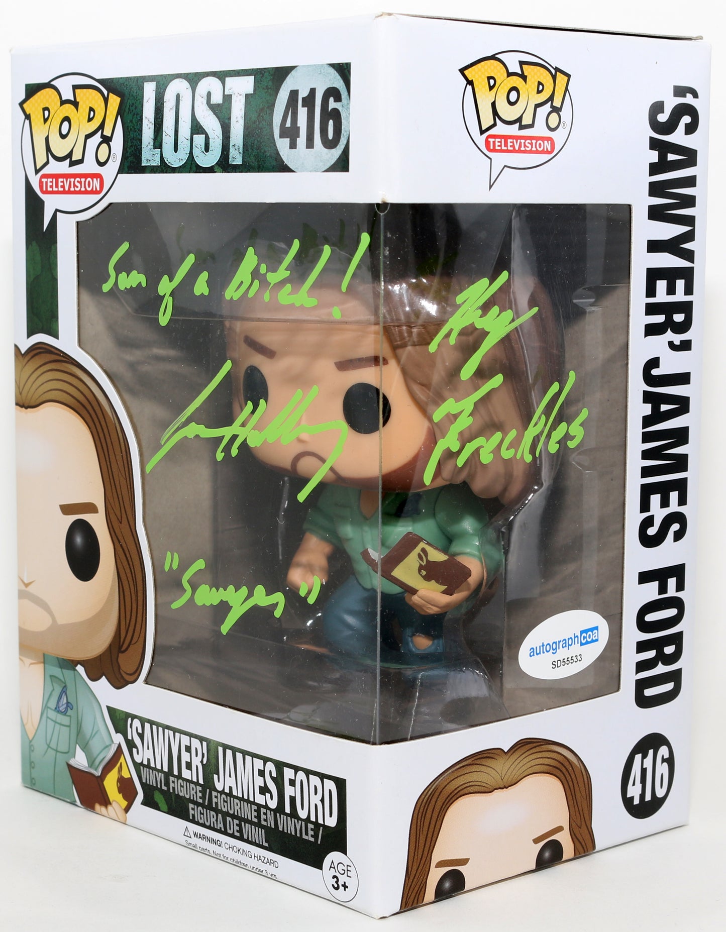 
                  
                    Josh Holloway as James "Sawyer" Ford in Lost Signed Funko POP! #416 with Character Name & Quote
                  
                