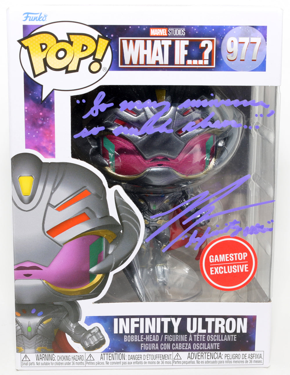 Ross Marquand as Infinity Ultron in What If...? GameStop Exclusive Signed Funko POP! #977 with Character Name & Quote
