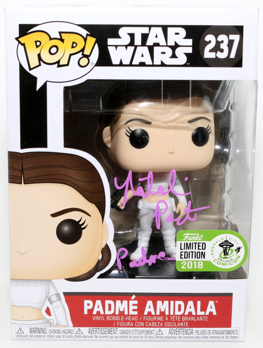 Natalie Portman as Padme Amidala in Star Wars Episode II: Attack of the Clones (Beckett Witnessed) Signed Funko POP! #237 with Character Name